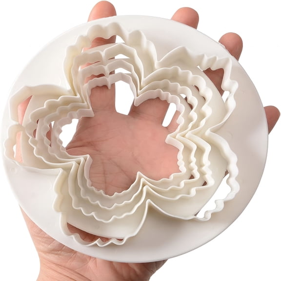 ACDANC Peony Petals Fondant Cutters Set of 4-White Food-Grade Flower Cutter Molds for Cake Decorating,Gum Paste&Sugar Craft Tools-Large Blossom Petal Shapes for Diy Baking&Floral Designs
