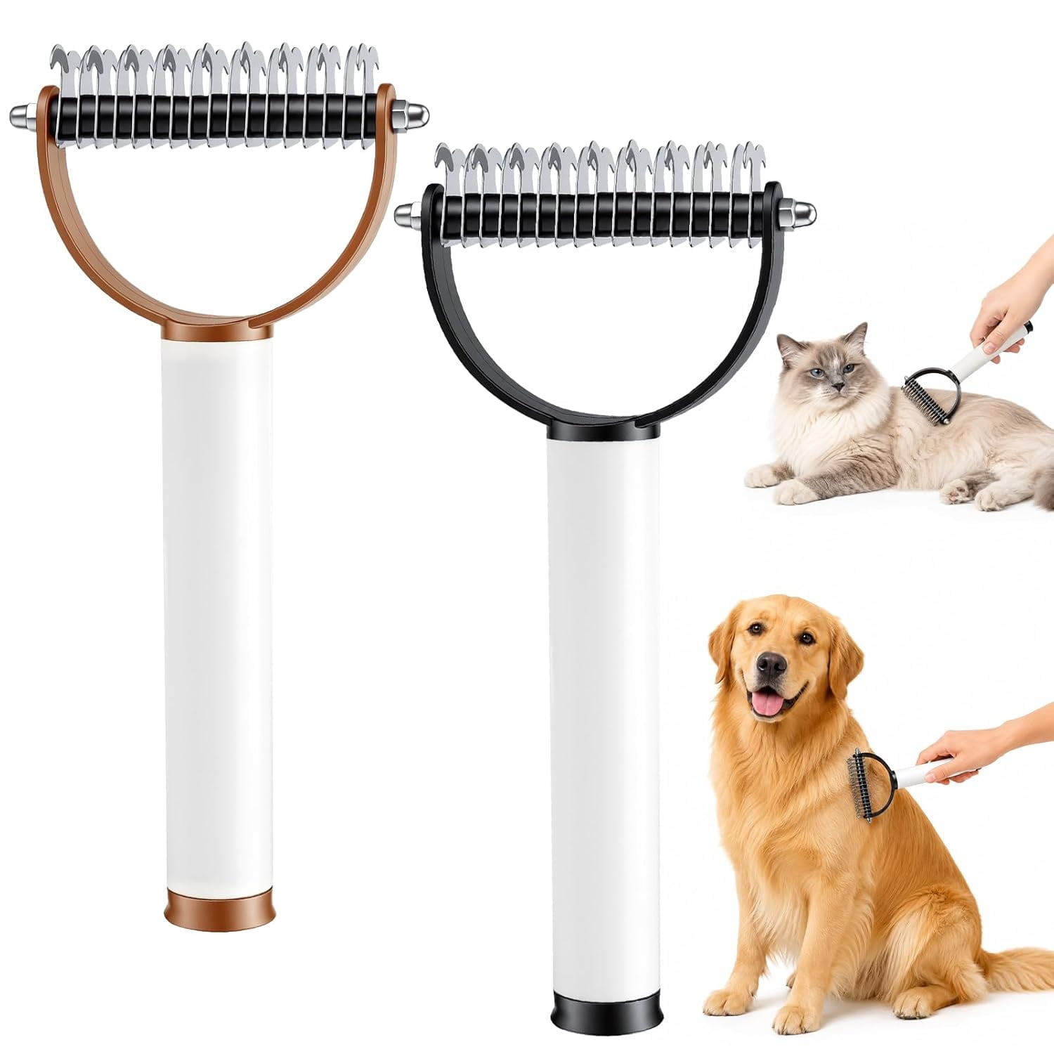ACDANC Pet Grooming Brush, Double Sided Dematting Comb for Cats & Dogs ...