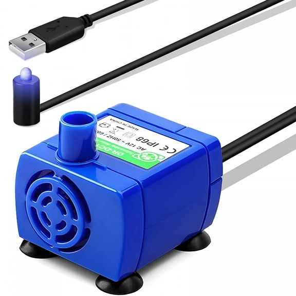 ACDANC Pet Water Fountain Pump, Ultra Quiet Cat Water Dispenser Replacement with Low Consumption, Long Life Span for Clean Water Flow, Ip68 Waterproof Cat Fountain Pump with Usb Plug