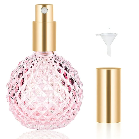 ACDANC Pink Vintage Perfume Bottles Empty, 3.4oz 100ml Refillable Glass Perfume Atomizer, Reusable Travel Cologne Dispenser for Liquid Cosmetic Home Decor
