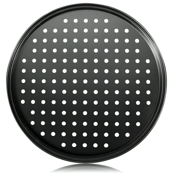 ACDANC Pizza Steel Pan for Oven Pizza Crisper Pan with Holes,Nonstick Round Pizza Baking Sheet Oven Tray Perforated Steel Pizza Bakeware,Pizza Pan,Kitchen Gadgets,Black
