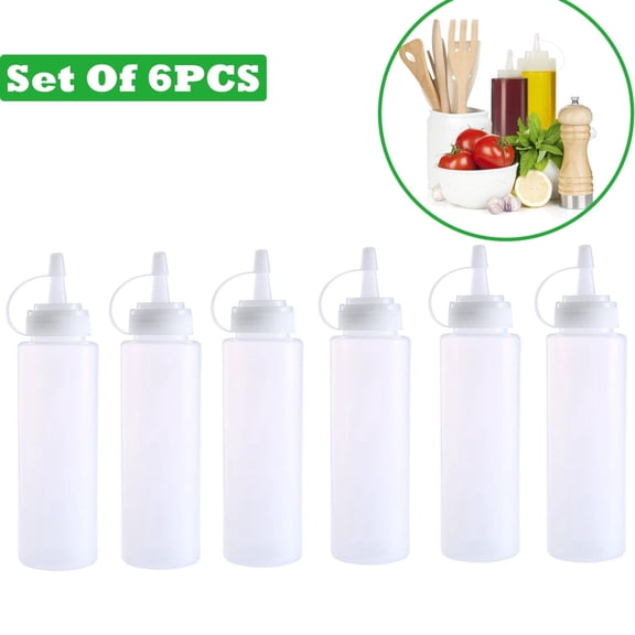 ACDANC Plastic Containers for Food,Condiment Squeeze Bottles,8Oz,Squeeze Bottles,Clear Food Containers,Condiment Containers with Lids,Daily Food Prep,Translucent,6 Pack