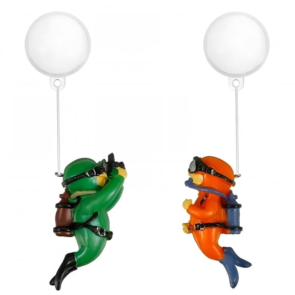 ACDANC Plastic Green Easter Tree, 2 Pack Fish Tank Decorations Cute Little Diver Aquarium Decors Ornament Floating Accessories (orange Green)