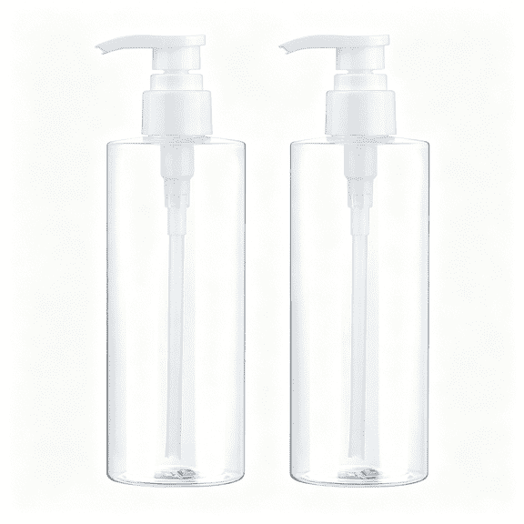 ACDANC Plastic Pump Bottle Dispenser, BPA-Free Clear Refillable Empty Containers, 2 Pack Cylindrical Hand Pump Bottles Dispenser for Shampoo, Lotion, Body Wash, Conditioner