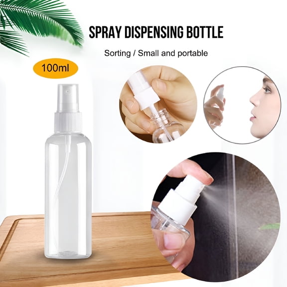 ACDANC Plastic Spray Bottles,3.38Oz/100Ml Empty Small Water Spraying Bottles for Plant,Clear Fine Mist Travel Mini Bottle Set Refillable Container for Hair Cooking Clean
