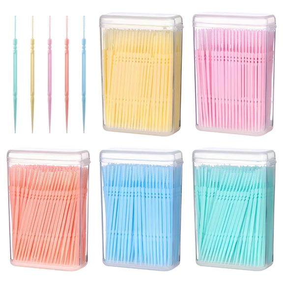 ACDANC 2026 New 1100Pcs Disposable Plastic Toothpicks Double-Head Oral Care Interdental Floss Cleaners (Random Color) for Personal Hygiene,Dental Care,Travel,Home,Office Use.