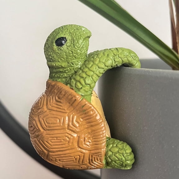 ACDANC Mini Turtle Plant Pot Hanger Figurine,Cute Resin Tortoise Climbing Statue for Potted Plants,Bonsai&Succulents,Cute Turtle Garden Decor Ornament,Plant Lover Gift,Indoor Pot Decoration