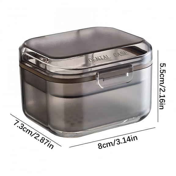 ACDANC Portable Denture Box,3 Layer Denture Cup With Filter Denture Bath Box Small Retainer Cleaner Box Mouth Guard Braces Travel Container For Storage And Soaking