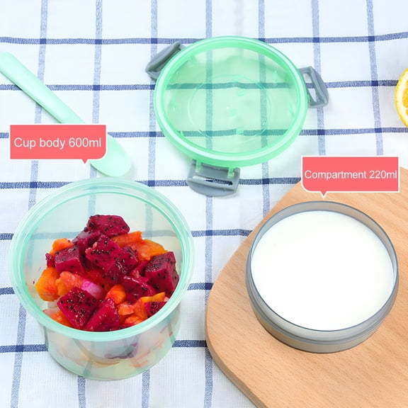 ACDANC Portable Plastic Cereal Cups for Breakfast On The Go,to Go Cereal and Milk Container for Your Favorite Breakfast Cereals,No Spoon Or Bowl Required (Clear)