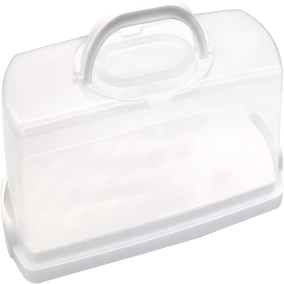 ACDANC Portable Plastic Rectangular Loaf Bread Box with Transparent Lid,Bread Keeper for Carrying and Storing Loaf Cakes,Banana Bread,Pumpkin Bread,Quick Breads(White)
