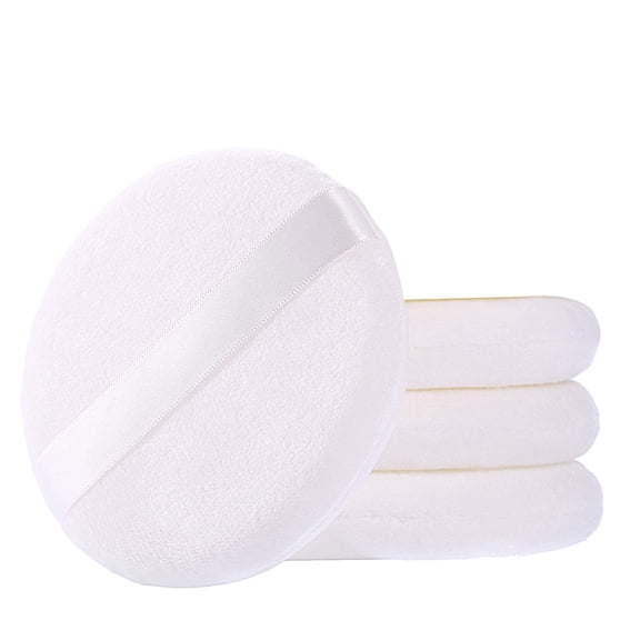 ACDANC Powder Puff,Powder Puff for Body Powder,Ultra Soft Large Velour Body Powder Puffs,4.13 Inch,4Pcs,White,Round