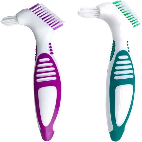ACDANC Premium Hygiene Denture Cleaning Brush Set, Multi-Layered Bristles & Ergonomic Rubber Handle, for Denture Care (Pack of 2)