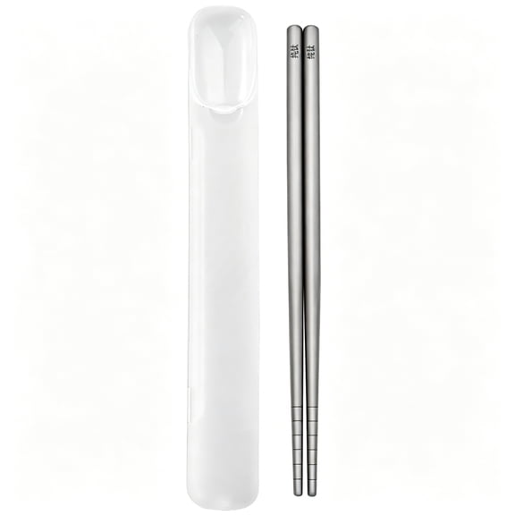 ACDANC Pure Titanium Chopsticks 1 Pair with Carry Case,Lightweight Reusable Travel Utensils,Non-Slip,Dishwasher Safe,Eco-Friendly,Portable,Grey,Gift