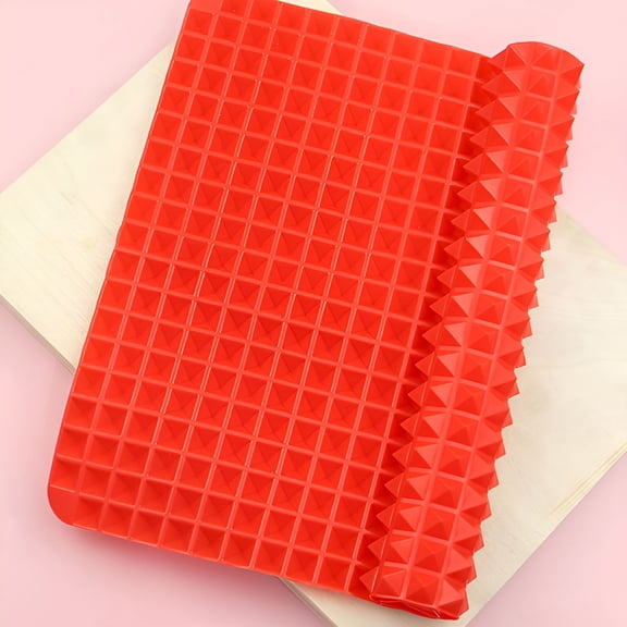 ACDANC Pyramid Pan,Large Red Pyramid / Raised Cone Shaped Healthy Silicone Mat for Cooking,Baking and Roasting,Non-Stick Food Grade Silicone,Dishwasher Safe