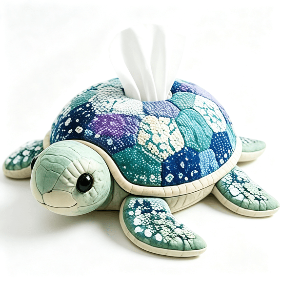 ACDANC Quilted Sea Animal Tissue Box Diy Kit,Patchwork Sewing Kit for Beginners,Handmade Turtle Cover&Cotton Fabric Craft Set