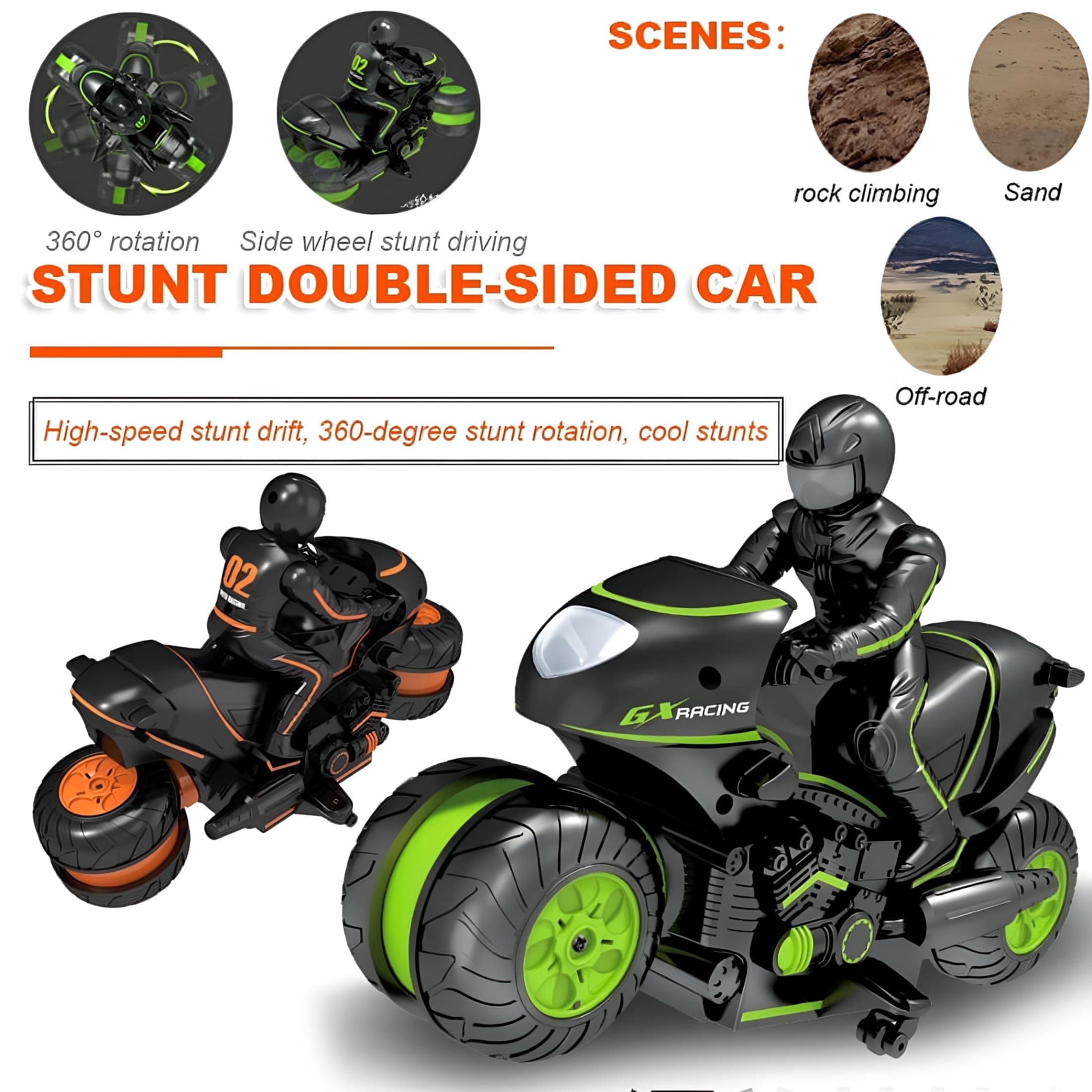 ACDANC RC Motorcycle Remote Control Motorcycles,360° Spinning Action ...
