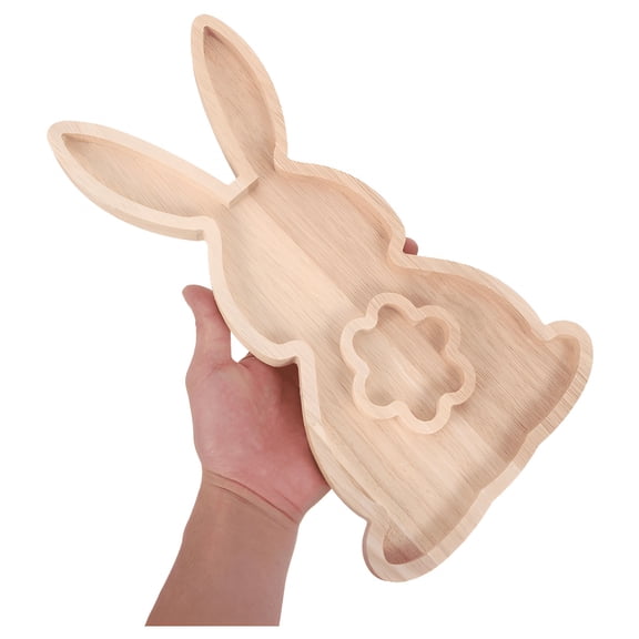 ACDANC Rabbit Shaped Charcuterie Board Wood Bunny Cutting Tray Cheese Platter Serving Board Platter Dessert Serving Tray Holiday Salad Dish Fruit Plate Wooden Easter Decor