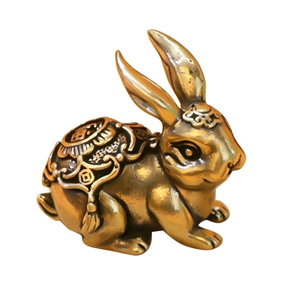 ACDANC Rabbit Statue Feng Shui Decor Bunny Figurines Small Rabbit Charm Crafts Sculpture Animal Statue for Desktop Cabinet Bedroom Decoration