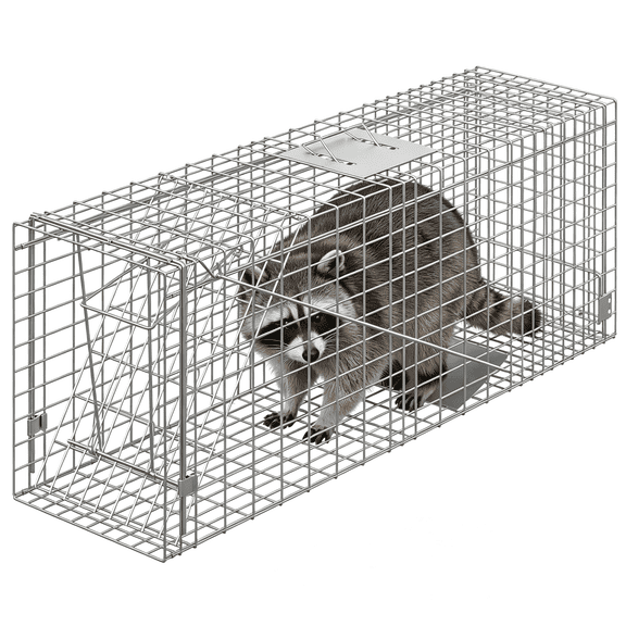 ACDANC Raccoons Traps Foldable Live Animal Trap Cage Humane Trap Easy Set&Release Adjustable Trigger Pedal for Stray Cats,Squirrels,Rabbits,Skunks,Groundhogs,Armadillos 36 * 10 * 12 Inch