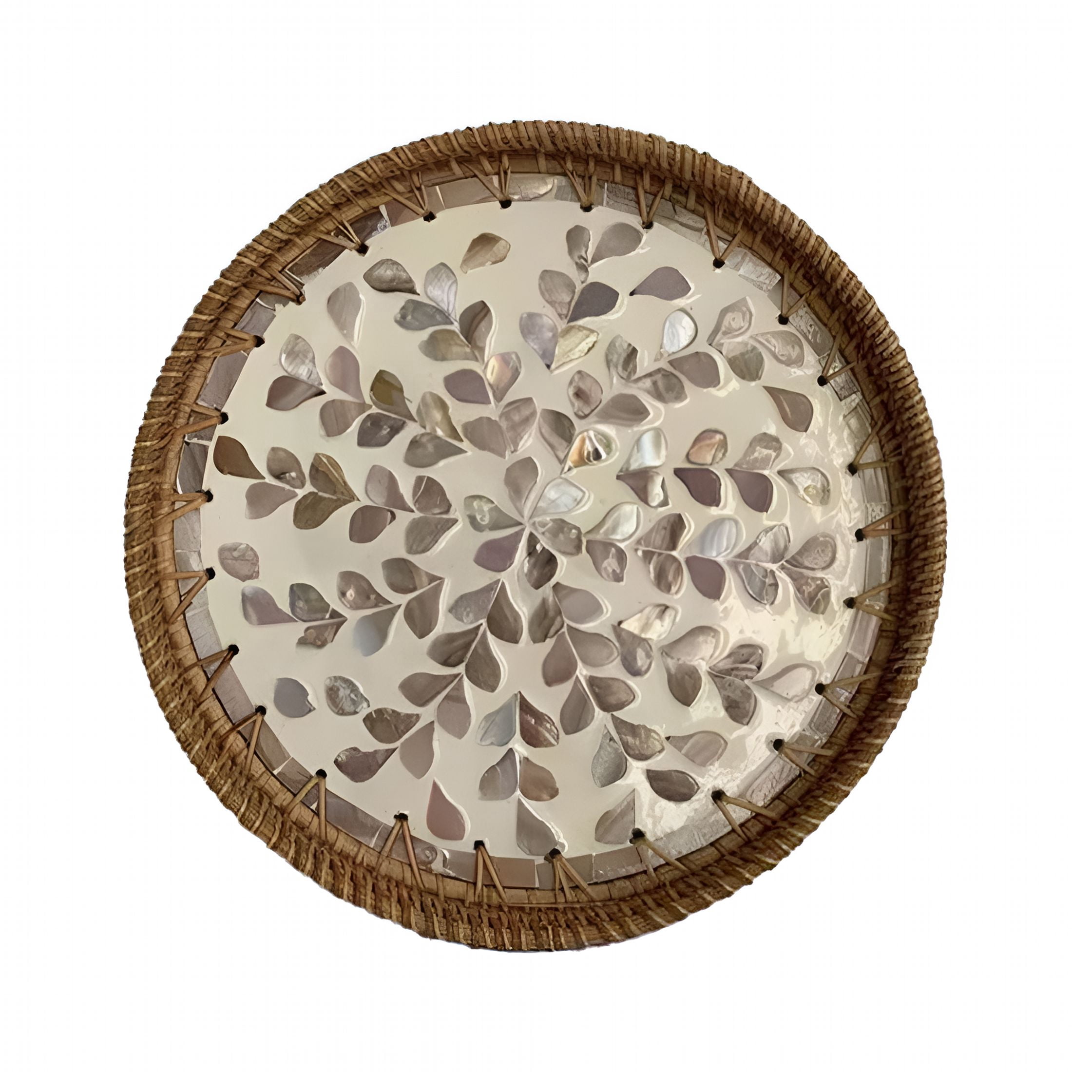 ACDANC Rattan Shell Tray Large Shallow Mouth Round Woven Storage Snack ...