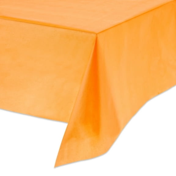 ACDANC Rectangular 54" X 108" Tangerine Orange Plastic Table Cover,Plastic Table Cloth Disposable,Disposable Table Cloth Rectangle Table