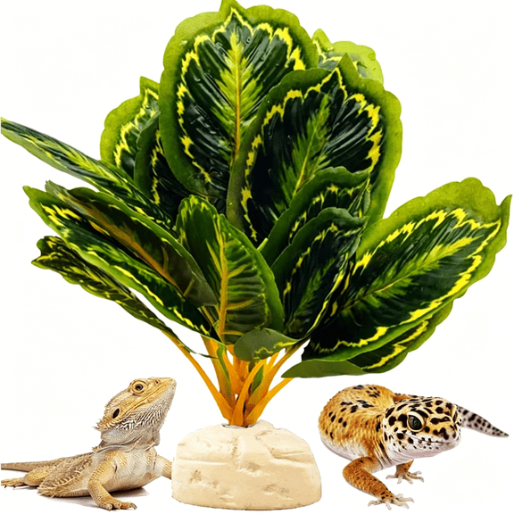 ACDANC Reptile Decor Plants,Amphibian Habitat Decor,Artificial Plants for Bearded Dragontank Accessories Suitable for Leopard Gecko Lizard Chameleon Snake Tortoise(A)