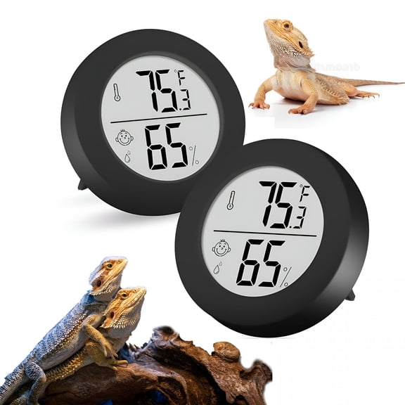 ACDANC Reptile Tank Accessories, 2 Pack Bearded Dragon Tank Thermometer Humidity Gauge for Leopard Gecko, Jumping Spider, Snake, Gecko, Ball Python, Lizard