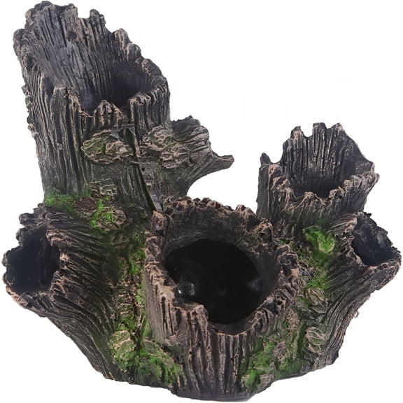 ACDANC Resin Hollow Tree Trunk Aquarium Decor, Natural Fish Tank Hideout Cave for Betta, Reptile Log Hide for Terrarium, Turtle Tank Accessories