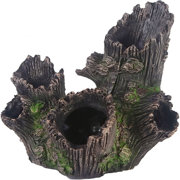 ACDANC Resin Hollow Tree Trunk Aquarium Decor, Natural Fish Tank Hideout Cave for Betta, Reptile Log Hide for Terrarium, Turtle Tank Accessories