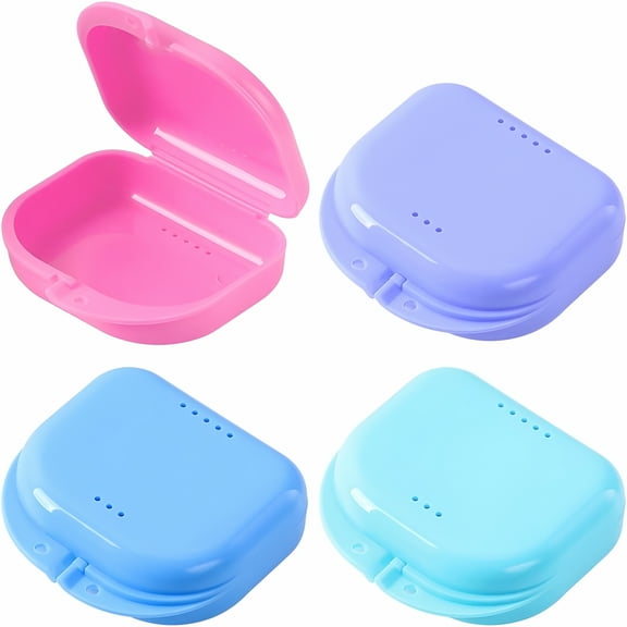 ACDANC Retainer Case with Vent Holes,4 Pack,Dental Appliance Storage Container,Invisalign,Night Guards,Dishwasher Safe