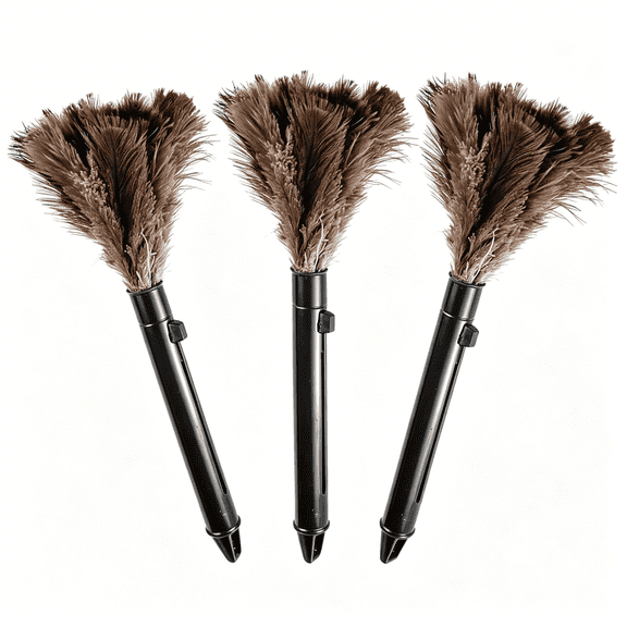 ACDANC Retractable Feather Duster-Genuine Ostrich Feathers,Anti-Static,Reusable Eco-Friendly Handheld Cleaning for Keyboard,Home,Car,Office (10 to 15 Inches) 3 Pack
