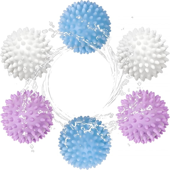 ACDANC Reusable Dryer Balls Anti Static,6 Pcs Laundry Agitator Balls for Laundry,Blue Purple White Non-Toxic Washing Balls Tangle Free for Washer,Softens Fabrics,Prevents Tangles,Enhances Cleaning