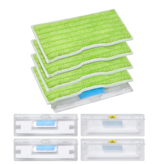 ACDANC Reusable Mop Pad Refills,Vacuum Mop Pad Refills,Washable Mop Pad with A Reusable Dirt Chamber(4+4 Packs Green)