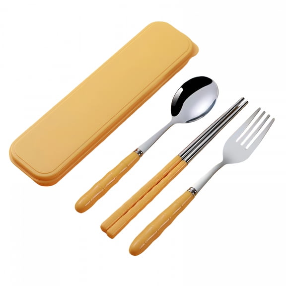 ACDANC Reusable Utensils with Case, Travel Portable Fork Spoon Chopsticks Set with Organizer Stainless Steel Flatware Utensils to Go with Plastic Case for Lunch Box