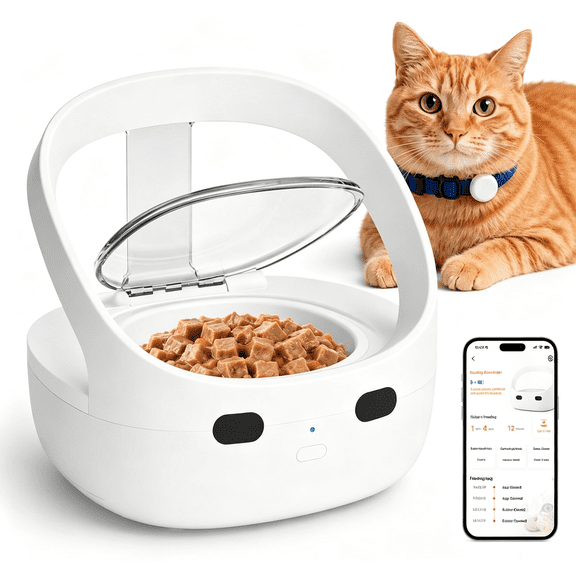 ACDANC Rfid Cat Feeder for Multiple Cats, Stops Food Stealing, Wet&Dry Food Rfid Collar Tag Access, Helps Reduce Food Stealing, 1.7-Cup Removable Bowl, 2 Ice Packs, Usb Or Battery Power