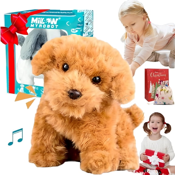 BESTSKY Realistic Robot Puppy,Interactive Stuffed Dog Walking Barking Tail Wagging for Kids