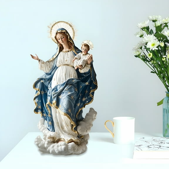 ACDANC Room Decor,Virgin Mary Statue,Our Lady of Grace Statue,Blessed Holy Mother Virgin Mary Figure for Altar,Religious Gift to Mom,Devout Home Decor,White