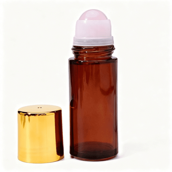 ACDANC Rose Quartz Roller Bottles,Roller Ball Applicator,And Leak-Proof Travel Perfume Bottles with Natural Crystal Roller Balls and Gold Caps