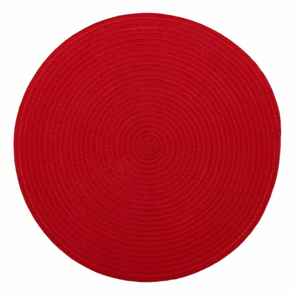 ACDANC Round Placemats,Seam Locking Woven Placemats,Safety Grip Heat Resistant Mat,Red,15"
