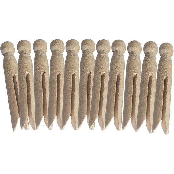 ACDANC Round Wooden Clothespins,12Pcs Old Fashioned Traditional Heritage Dolly Clothes Pegs,Unfinished Wood Doll Pins for Diy Art Painting Outdoor Home Kitchen Travel