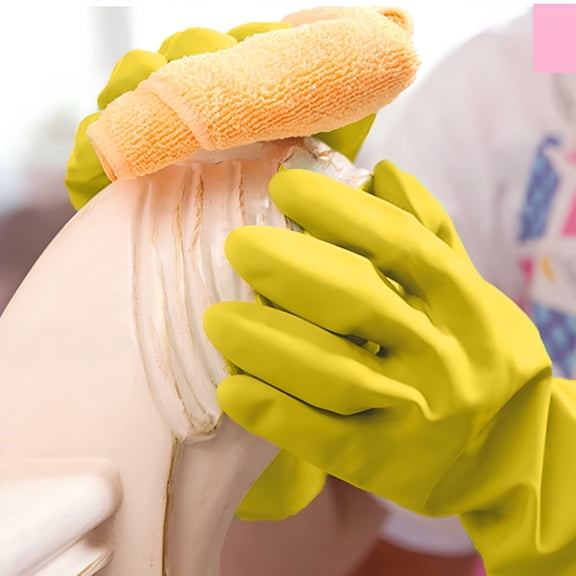 ACDANC Rubber Cleaning Gloves Yellow 3 Pairs For Household Kitchen Cleaning Washing The Dishes Gloves Salon Gloves Small Household Rubber Gloves Extra Large Dishwasher Gloves Heavy Duty Non