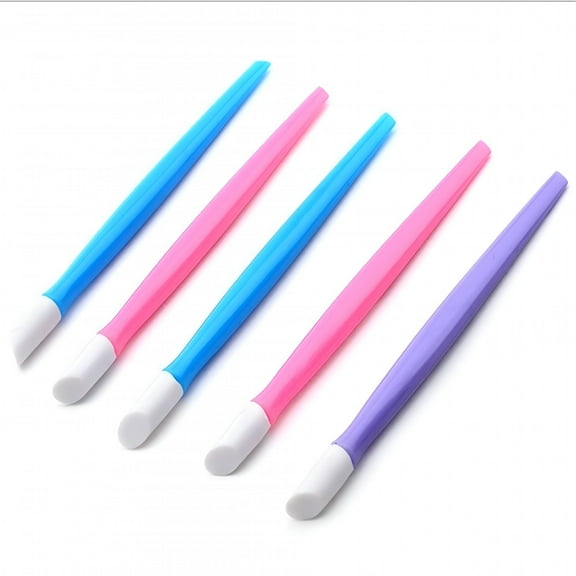 ACDANC Rubber Cuticle Pusher - Pack of 6 - Plastic Handle Tipped Nail Art and Cleaner Tools