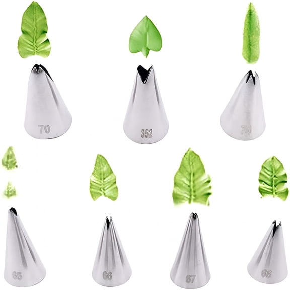 ACDANC Russian Piping Tips Set,Stainless Steel Flower Cake Cupcake Decorating Supplies Kit Flower Frosting Tips Diy Icing Piping Tips for Cake Decorating(7 Pcs Leaf Tips)
