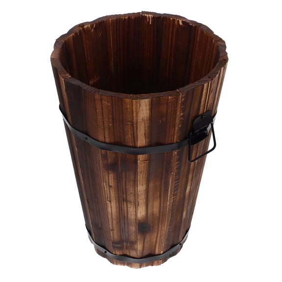 ACDANC Rustic Style Wooden Trash Can Farmhouse Bathroom Trash Can Decor Bedroom Trash Can Wooden Bathroom Accessories Office Trash Can
