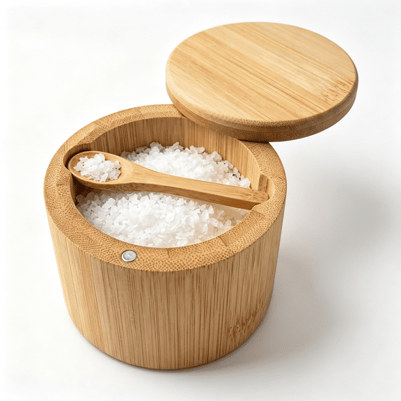 ACDANC Salt Cellar with Magnetic Swivel Lid&Spoon - Bamboo Salt Box for Countertop,6 Oz Wooden Salt Conta"Er Stores Sea Salt,Kosher Salt,Spices,Pepper&Sugar Housewarmgift for Home Cooks