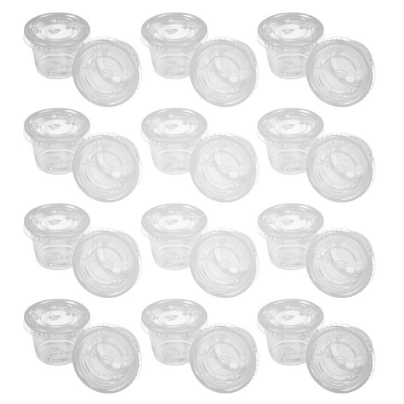 ACDANC Sauce Cup Mini Dipping Cups with Lids Small Plastic Containers Disposable 100 Pcs