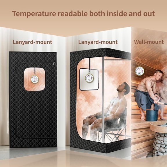 ACDANC Sauna Thermometer Fahrenheit and Hygrometer,Lanyard-Mounted for Portable Steam Sauna Box,Ideal for Infrared/Indoor/Home Use,Essential Accessory and Gift for Enthusiasts