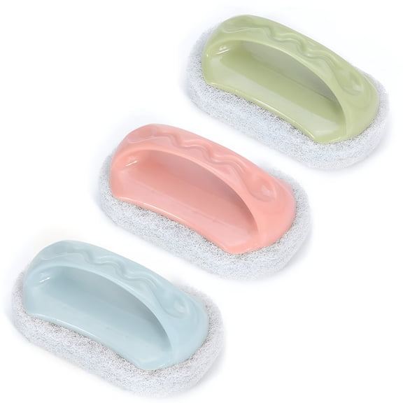 ACDANC Scouring Pad Brush Cleaning Scrub with Handle Abrasive Pad for Grout Tile Shower and Sink Cleaning,Scrubbing Floor and Tile Boat Polishing Refinishing Bathroom Kitchen Heavy Duty (3-Pack)