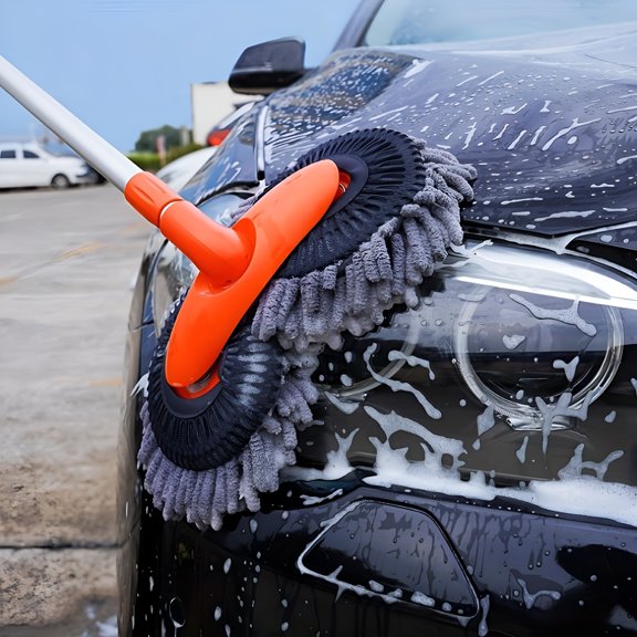 ACDANC Scratch Free Car Wash Kit with Long Handle, Soft Bristle Telescoping Automotive Cleaner Brush for Wheels and Roof