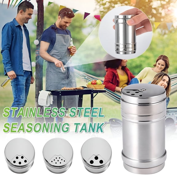 ACDANC Seasoning Bottle Stainless Steel Dredge Shaker with Lid,Rotatable Cover for Spice Salt Shaker Dispenser